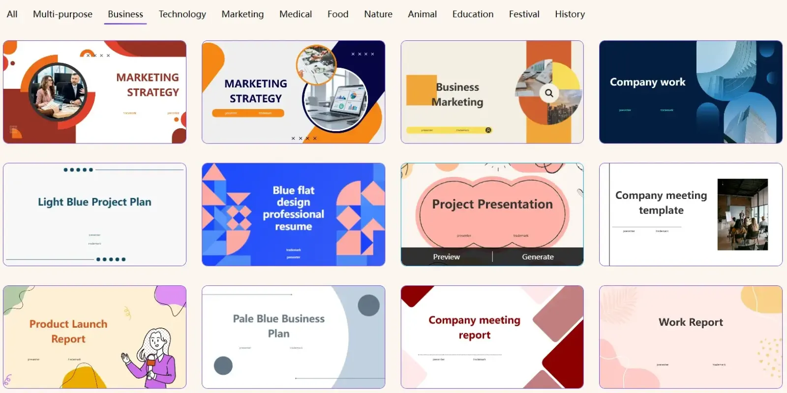 Choose from over 1,000 professional Gamma AI presentation templates